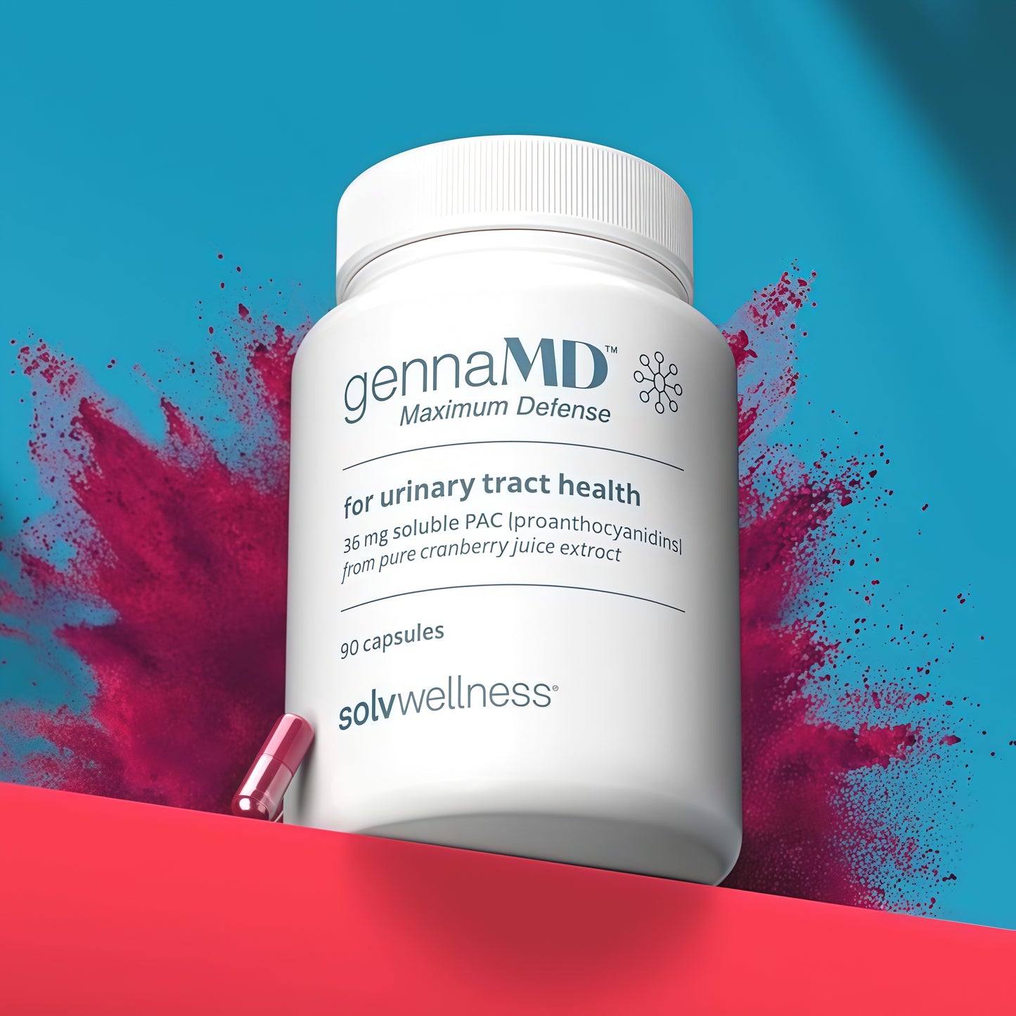 Solv Wellness GennaMD - Maximum UTlDefense - 36 mg Soluble PAc from100% Cranberry Juice Extract - HighestPAC Concentration in a Small, Easy-to-Swallow Capsule -90 Capsules