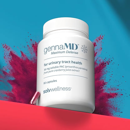 Solv Wellness GennaMD - Maximum UTlDefense - 36 mg Soluble PAc from100% Cranberry Juice Extract - HighestPAC Concentration in a Small, Easy-to-Swallow Capsule -90 Capsules